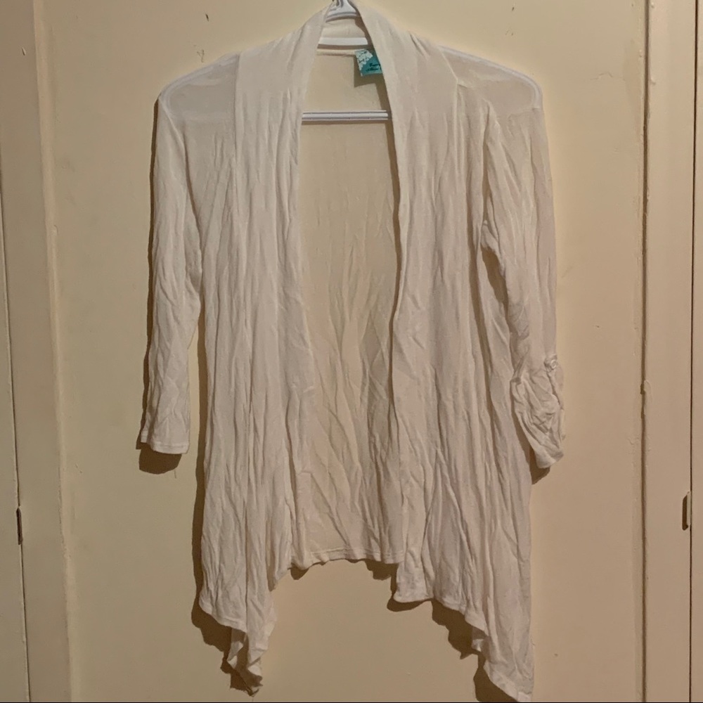 Light white asymmetrical cardigan